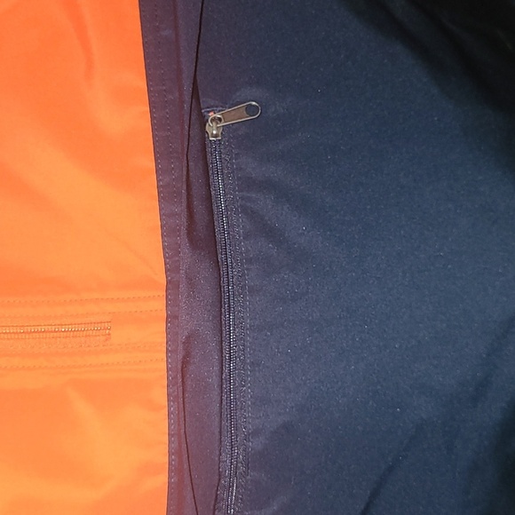 Syracuse Windbreaker Hooded Rain Jacket Black Orange 1/4 Zip Pocket Drawcord - Picture 5 of 9